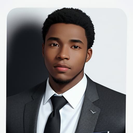  Black male ID photo, white background, wearing a suit, normal expression, ordinary appearance,