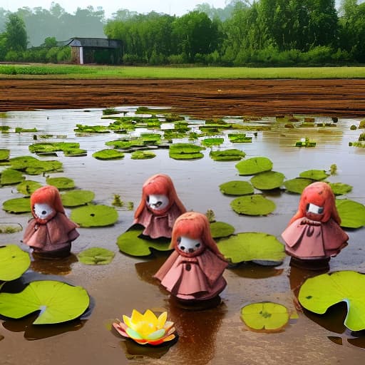  Lotus dolls growing in muddy sludge