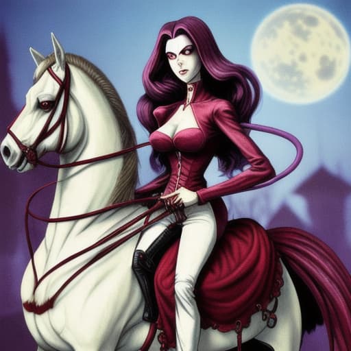  A Host Vampire Dämon woman up an horse