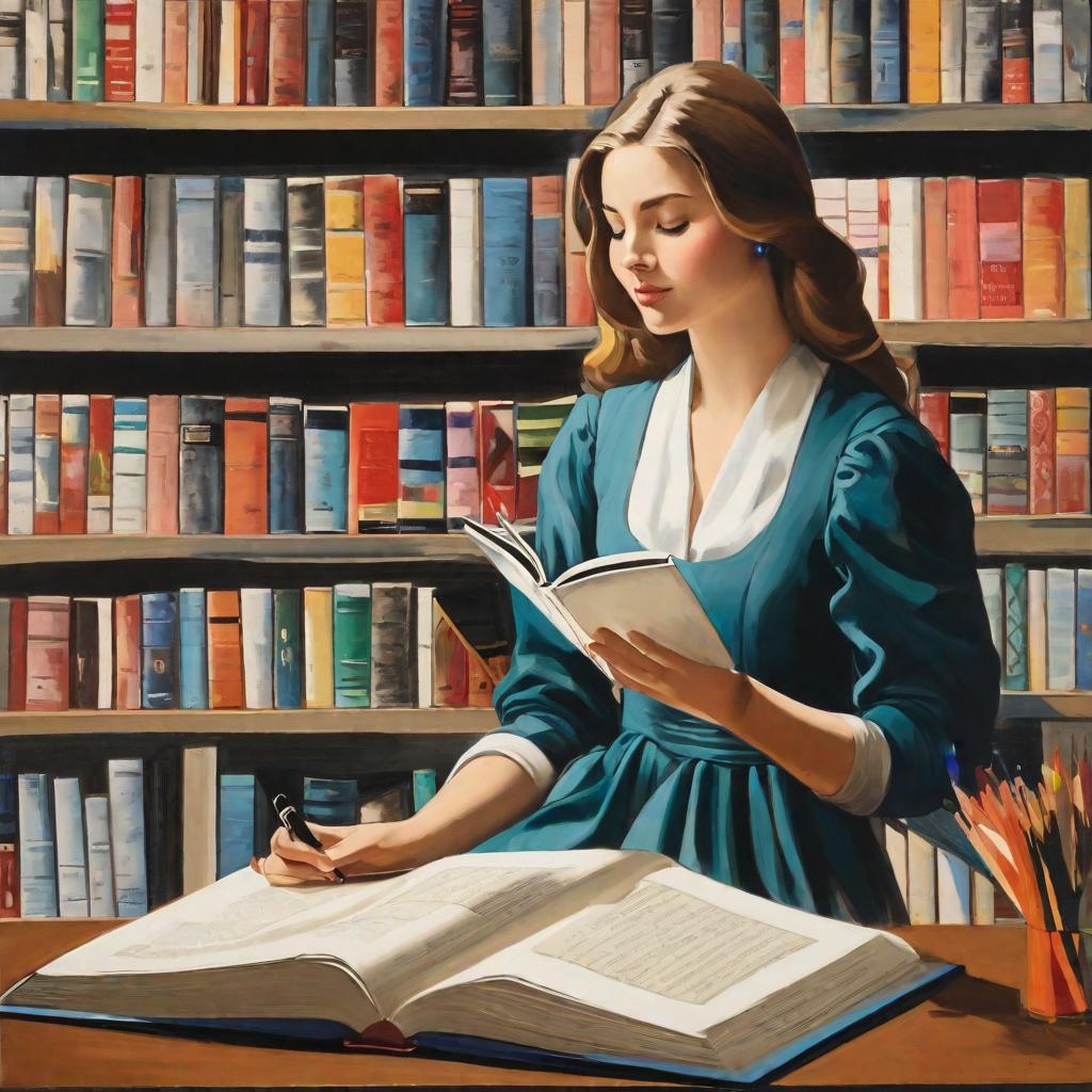  masterpiece, best quality,Draw a young lady reading a book