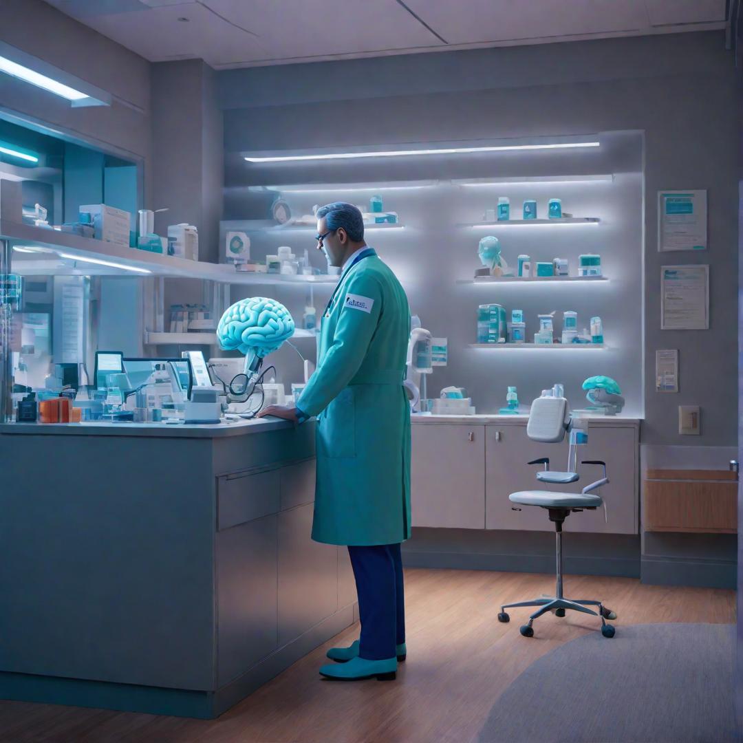  Pixar, 3D Animation, IRL Scene, a brain doctor's clinic hyperrealistic, full body, detailed clothing, highly detailed, cinematic lighting, stunningly beautiful, intricate, sharp focus, f/1. 8, 85mm, (centered image composition), (professionally color graded), ((bright soft diffused light)), volumetric fog, trending on instagram, trending on tumblr, HDR 4K, 8K