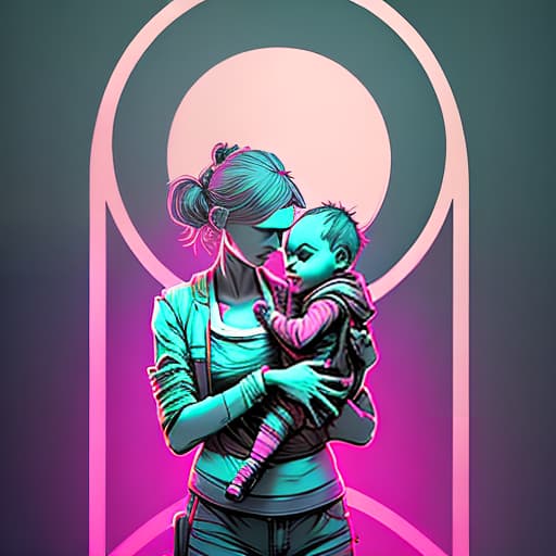 nvinkpunk there is a woman holding a baby in her arms with a text overlay that reads with all love, zbrush contest winner, zbrush central contest winner, inspired by Anna Dittmann, inspired by Fabien Charuau, 3