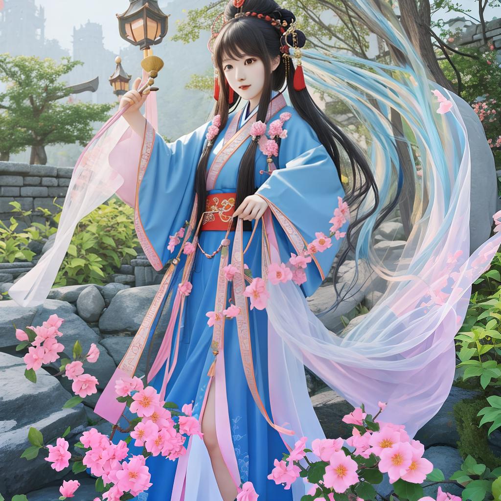  Chinese fairy style, girls, ancient people, monsters, Hanfu