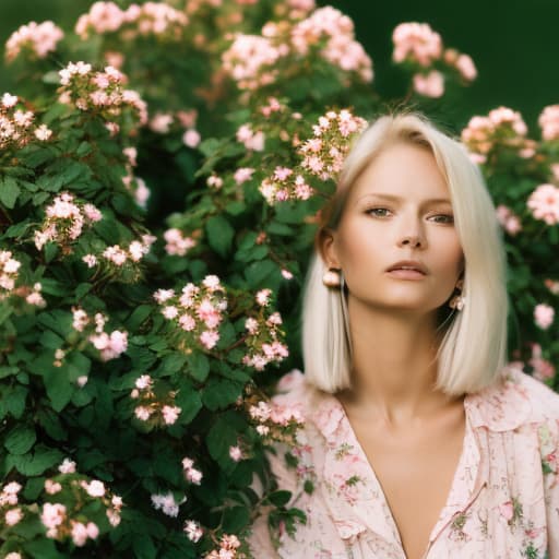 portrait+ style Woman in a rosey garden