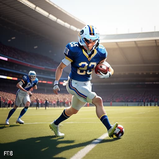  boys playing football , hyperrealistic, high quality, highly detailed, perfect lighting, intricate, sharp focus, f/1. 8, 85mm, (centered image composition), (professionally color graded), ((bright soft diffused light)), trending on instagram, HDR 4K, 8K