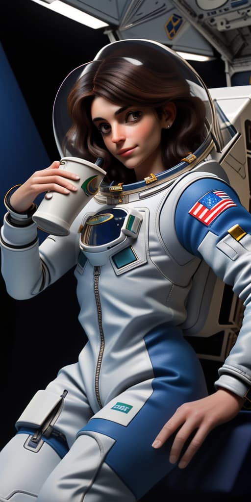  Italian astronaut holding a cup