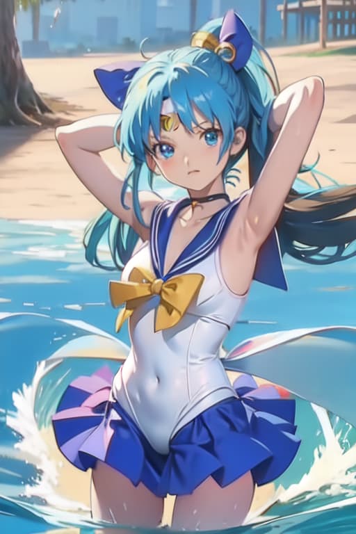  Cirno, one piece swimsuit, sailor moon style