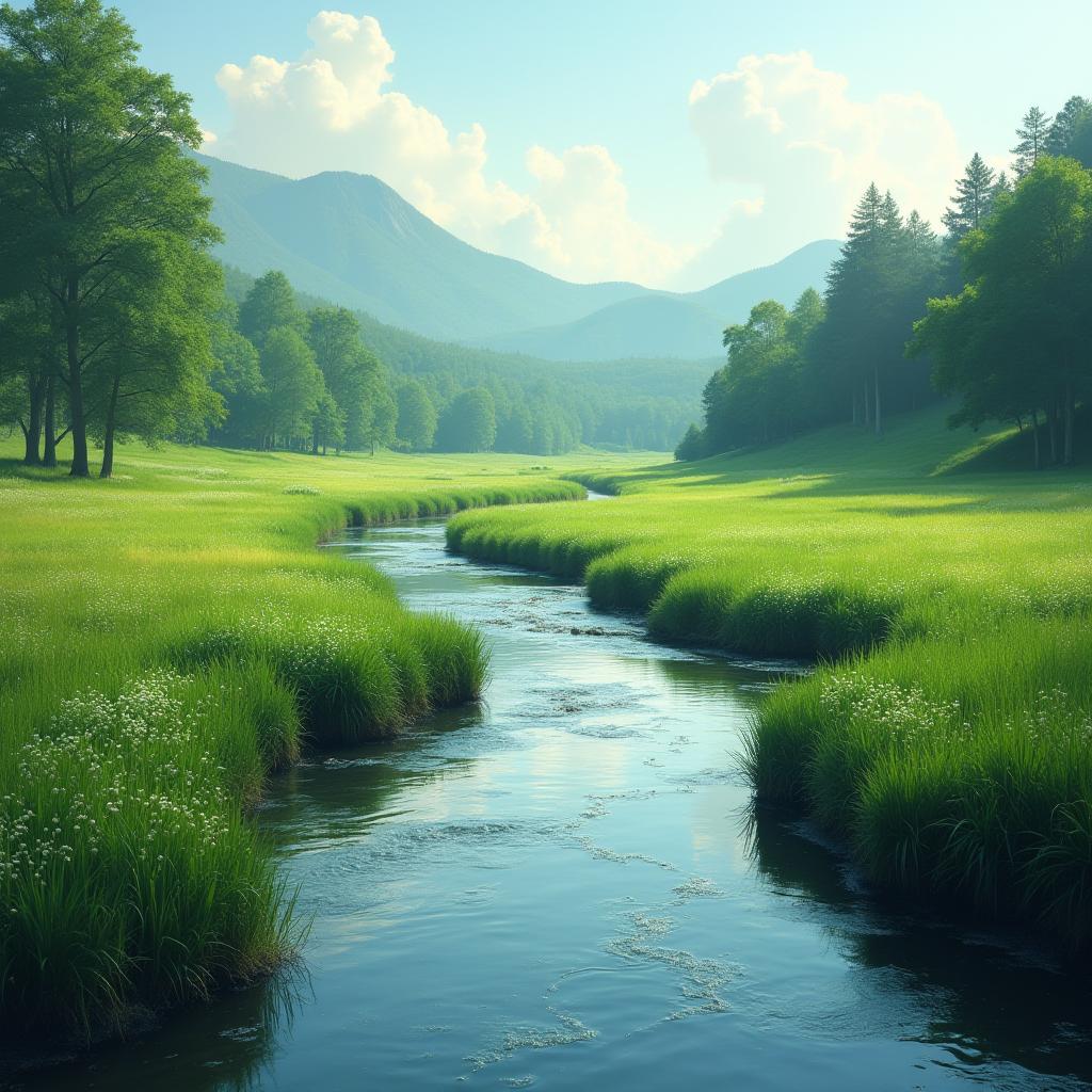  good quality, high quality, tranquil river flowing through lush green meadows, river, meadows, nature, tranquil, peaceful, flowing, water, landscape