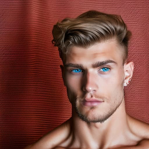 portrait+ style Russian queer fitness model blonde hunk dude face