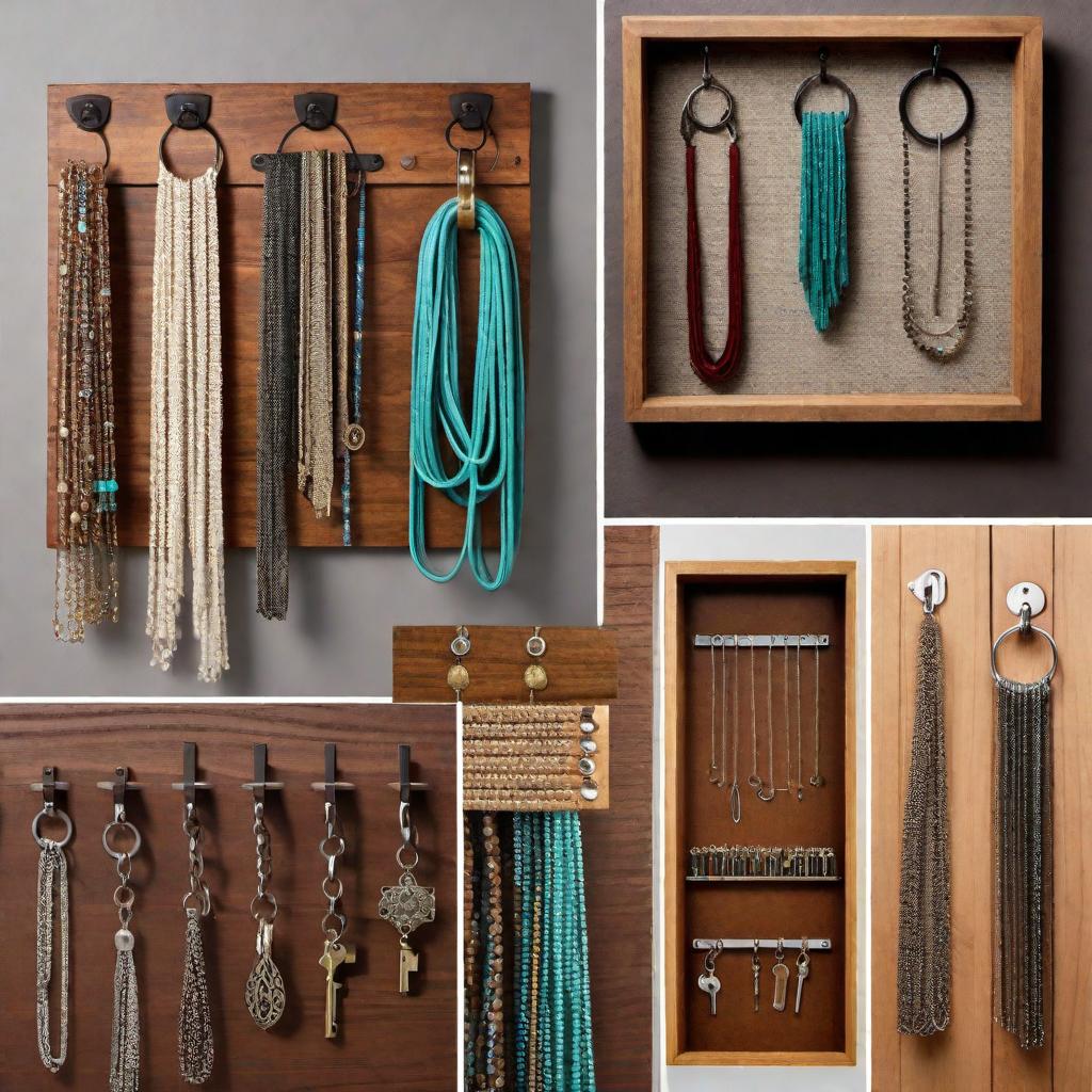  An image collage showcasing DIY repurposing ideas for carpet tack strips, including: 1. Hanging tools on a board with tack strips modified as hangers. 2. Garden stakes made from cut tack strips. 3. A jewelry organizer with the sharp points sanded off. 4. A cable organizer made with tack strips holding cables in place. 5. A rustic picture frame that includes parts of a tack strip. 6. A key holder attached to a small wooden board, using a tack strip with smoothed points. hyperrealistic, full body, detailed clothing, highly detailed, cinematic lighting, stunningly beautiful, intricate, sharp focus, f/1. 8, 85mm, (centered image composition), (professionally color graded), ((bright soft diffused light)), volumetric fog, trending on instagram, trending on tumblr, HDR 4K, 8K