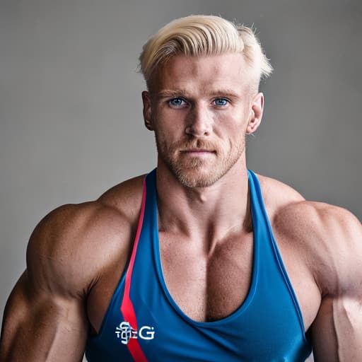 portrait+ style russian queer fitness model blonde very cute dilf dude face