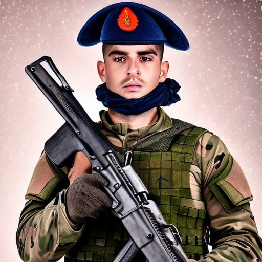 portrait+ style Spanish current soldier shooting