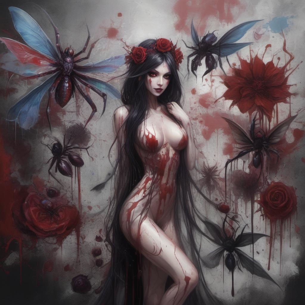  graffiti style [naked:51], [nsfw:51], [nudist:51], [full body shot:51], [bloody fairy:50], [pet bloody monster one big spider pansy flower :51], [blood:51], [naked bloody:51], [dark highest sorceress queen fairy goddess:51], [redhead:51], (blood 1:4), (fiery 1:4), fiery violet fiery purple wings, (butterfly 1:3),full body blood, bloody splash, blood sea, her evil bloody hungry monster spider asks her for bloody food, (dark fiery blood violet fiery purple wings1:3), naked|nudist, muscle|curvy|slim|skinnySlim|Thin|Skinny|Petite|fat|Slender|Lean|Lanky|plump|Fragile|Delicate|Slight|sporty|athletic|bbw|sexy|badass|wet|dripping, dark fiery blood magic in hands, blood splash, dark magic action, accent of light, , (sexy splash 1:1), provocative fie