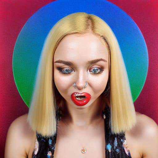 portrait+ style Russian queer parody performer blonde female face