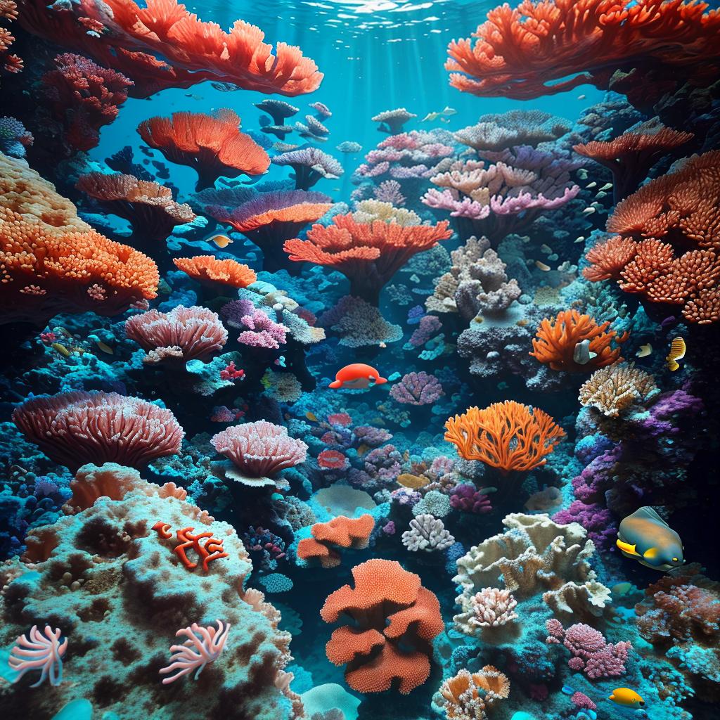  masterpiece, best quality, Most Beautiful in deep sea teeming with vibrant corals, diverse marine life, and enchanting underwater landscapes, full of corals, acrophore, small fishes, anemones, dolphin, various algaes, caves, colorful,all captured in stunning 8k resolution with intricate details.