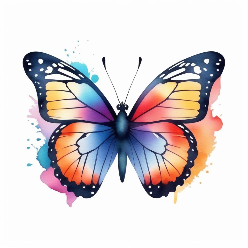  watercolor style, logo of a butterfly, beautiful colors