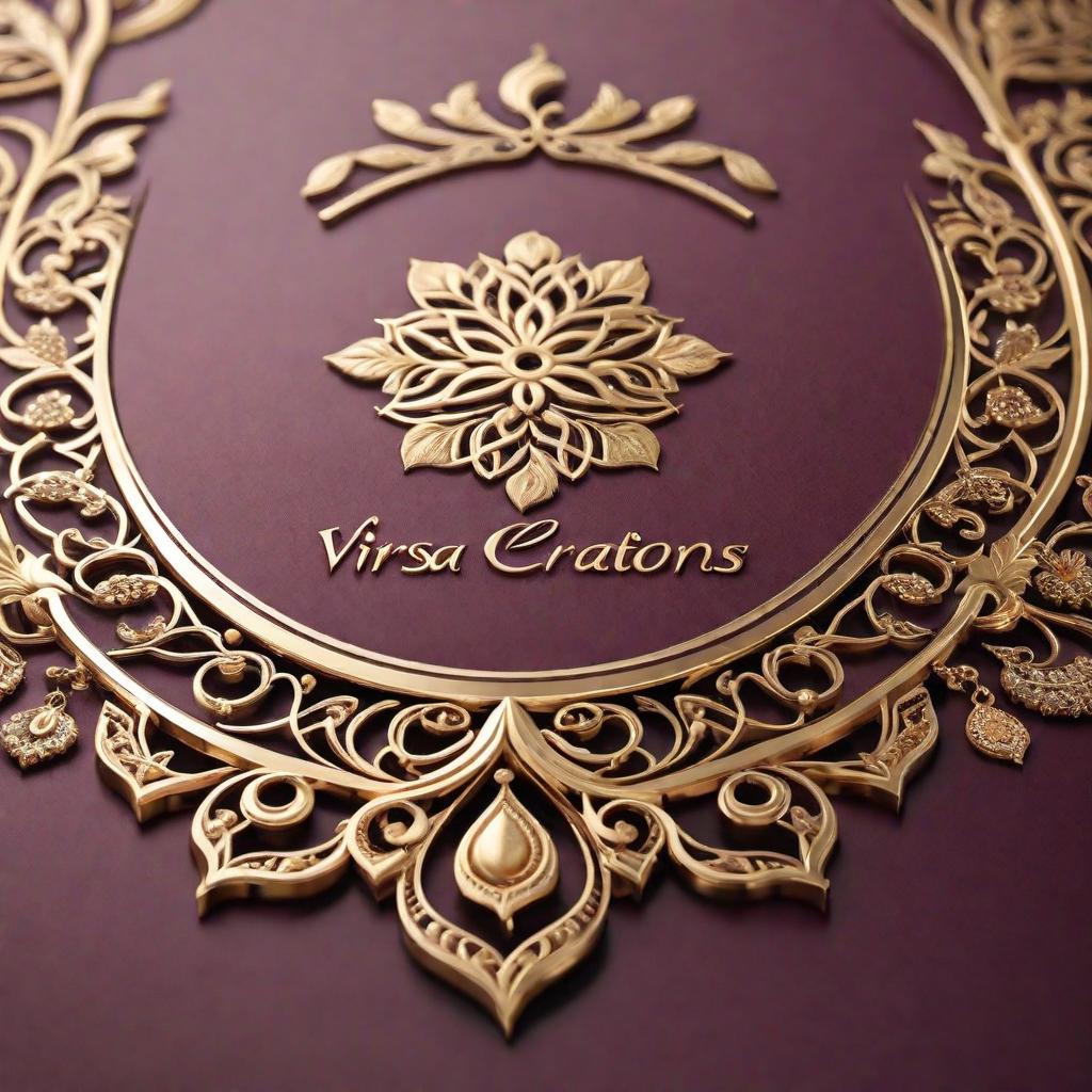  Create an elegant and high-end logo for 'Virsa Creations', a boutique that offers premium Punjabi suits. The logo should combine traditional Punjabi cultural elements with a contemporary and luxurious aesthetic, suitable for an upscale fashion brand. Include design motifs or patterns that reflect Punjabi embroidery styles or cultural symbols integrated in a tasteful and sophisticated manner. hyperrealistic, full body, detailed clothing, highly detailed, cinematic lighting, stunningly beautiful, intricate, sharp focus, f/1. 8, 85mm, (centered image composition), (professionally color graded), ((bright soft diffused light)), volumetric fog, trending on instagram, trending on tumblr, HDR 4K, 8K