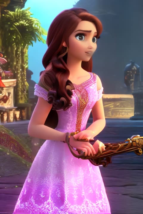 modern disney style full body, lyre, (best quality) , cartoon, cute, highly detailed faces, highly detailed illustrations,