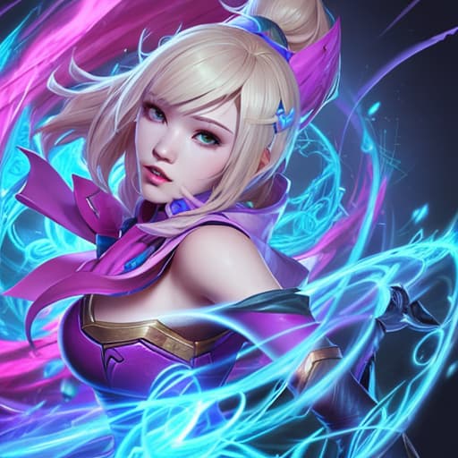  Draw a wallpaper of League of Legends Gwen best quality, masterpiece, highres, solo，