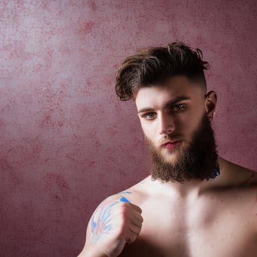 portrait+ style british queer wrestler brunette very cute dude face