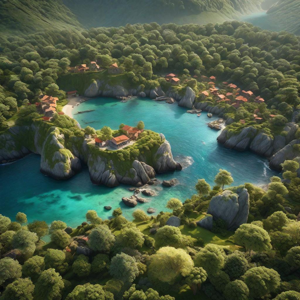  "A vibrant island rejuvenated by the magic of stones, with cheery inhabitants working harmoniously together to make the island even better, as seen from above with sunlight streaming down through the clouds."((masterpiece)), best quality, very detailed, high resolution, sharp, sharp image, extremely detailed, 4k, 8k, fairytale hyperrealistic, full body, detailed clothing, highly detailed, cinematic lighting, stunningly beautiful, intricate, sharp focus, f/1. 8, 85mm, (centered image composition), (professionally color graded), ((bright soft diffused light)), volumetric fog, trending on instagram, trending on tumblr, HDR 4K, 8K