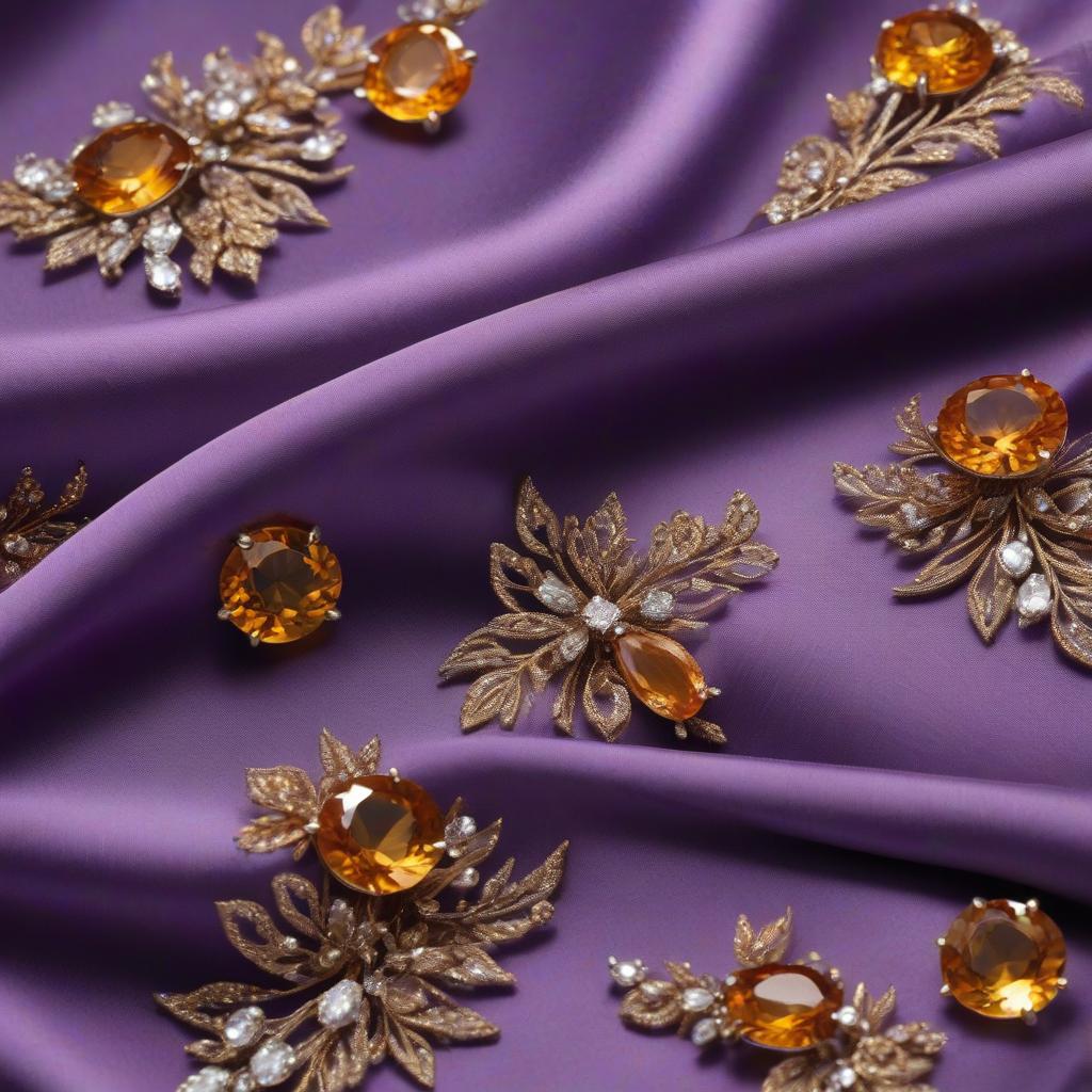  Purple silk linen. Topaz, diamonds, quartzite, amber, topaz, emerald. hyperrealistic, full body, detailed clothing, highly detailed, cinematic lighting, stunningly beautiful, intricate, sharp focus, f/1. 8, 85mm, (centered image composition), (professionally color graded), ((bright soft diffused light)), volumetric fog, trending on instagram, trending on tumblr, HDR 4K, 8K