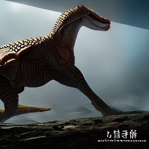  Dino sauirio rex hyperrealistic, full body, detailed clothing, highly detailed, cinematic lighting, stunningly beautiful, intricate, sharp focus, f/1. 8, 85mm, (centered image composition), (professionally color graded), ((bright soft diffused light)), volumetric fog, trending on instagram, trending on tumblr, HDR 4K, 8K