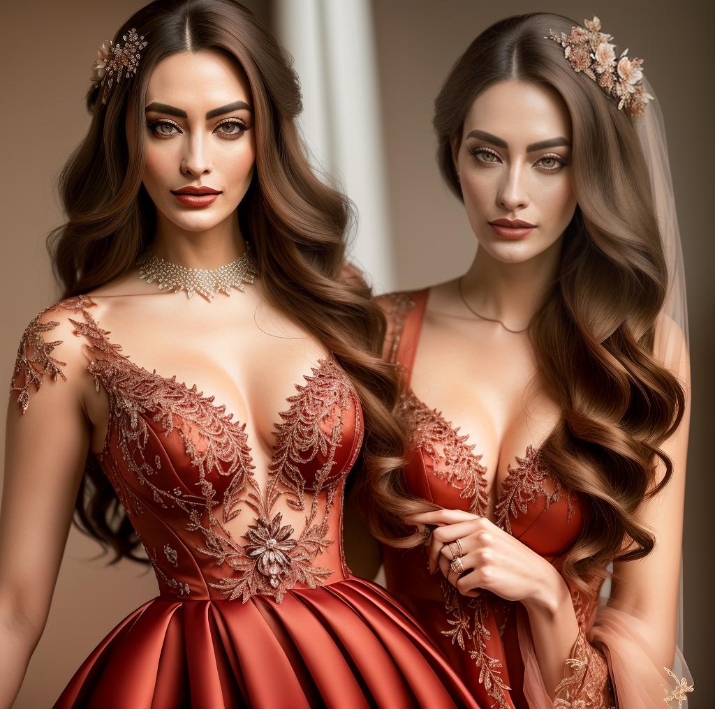  This enchanting oil painting portrays a woman in a ravishing expensive red gown, radiating beauty, and elegance. The artist captures the intricate details of the dress, from the delicate folds to the way it shimmers in the light. The highlights in her hair catch the viewer's attention, adding to her allure. The painting celebrates the woman's captivating presence and the way she commands attention with her grace and sophistication. hyperrealistic, full body, detailed clothing, highly detailed, cinematic lighting, stunningly beautiful, intricate, sharp focus, f/1. 8, 85mm, (centered image composition), (professionally color graded), ((bright soft diffused light)), volumetric fog, trending on instagram, trending on tumblr, HDR 4K, 8K