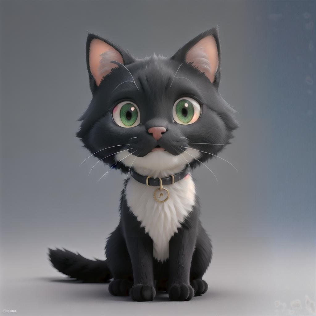  Make a image of a cute black cat hyperrealistic, full body, detailed clothing, highly detailed, cinematic lighting, stunningly beautiful, intricate, sharp focus, f/1. 8, 85mm, (centered image composition), (professionally color graded), ((bright soft diffused light)), volumetric fog, trending on instagram, trending on tumblr, HDR 4K, 8K