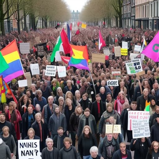  A protest march with about 100 people without a title in the Netherlands from like you are in it