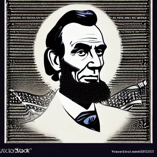  Abraham Lincoln black and white vector image shirtless with full sleeve body tattoos holding a musket