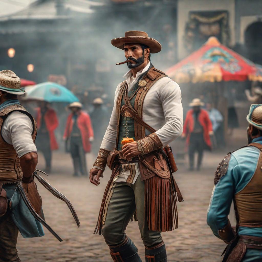  Taquero maestro hyperrealistic, full body, detailed clothing, highly detailed, cinematic lighting, stunningly beautiful, intricate, sharp focus, f/1. 8, 85mm, (centered image composition), (professionally color graded), ((bright soft diffused light)), volumetric fog, trending on instagram, trending on tumblr, HDR 4K, 8K