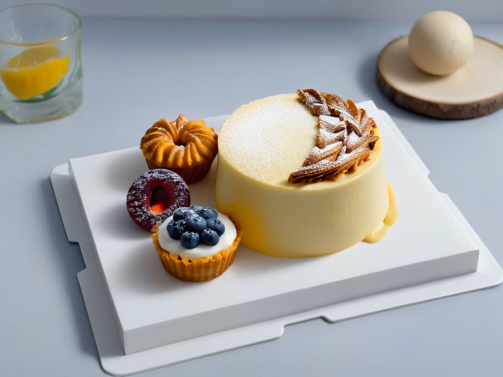  A serene and minimalist image of a perfectly arranged display of vegan pastries on a simple white plate, showcasing the beauty of minimalistic design in vegan baking. Each pastry is elegantly presented with clean lines and a focus on the pure ingredients used, creating an inviting and visually appealing scene that embodies the essence of vegan minimalism in pastry making. hyperrealistic, full body, detailed clothing, highly detailed, cinematic lighting, stunningly beautiful, intricate, sharp focus, f/1. 8, 85mm, (centered image composition), (professionally color graded), ((bright soft diffused light)), volumetric fog, trending on instagram, trending on tumblr, HDR 4K, 8K