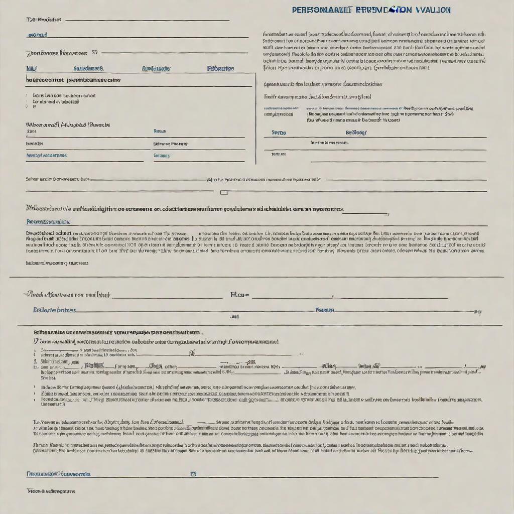  Type: Template for Performance Evaluation Statement Subject: Individual Performance Evaluation Environment: Professional workplace Composition: Clear and concise Capture Medium: Written document Style: Formal and objective Parameters: Clarity, coherence, and credibility Statement: This document serves as a template for evaluating an individual's performance in terms of achievements, professional contributions, and influence in the workplace. It includes personal details, major accomplishments, professional contributions, professional influence, personal development plans, and future work plans. In the section on major accomplishments, it highlights the individual's achievements and the value brought to the departmen