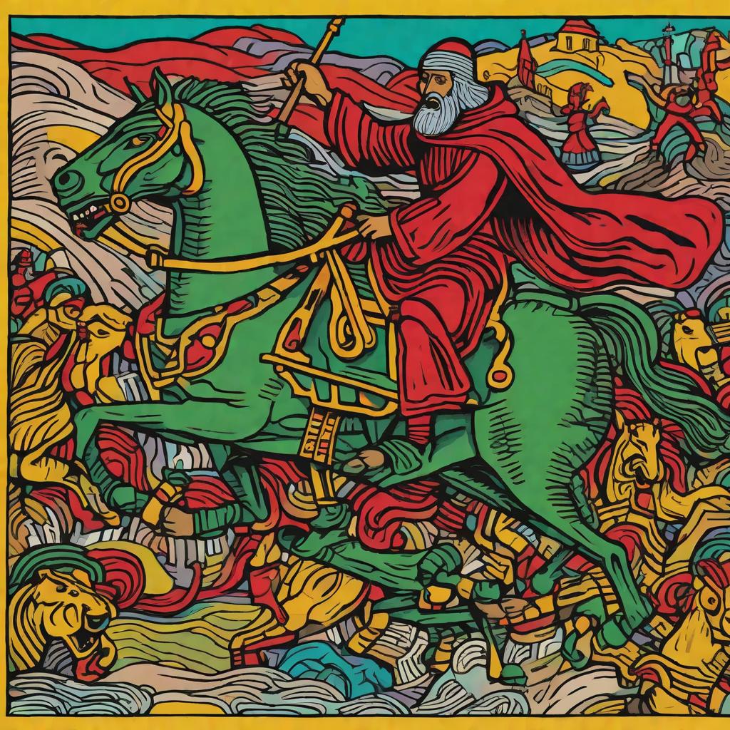  Dante comes to earth on his eight-headed horse in brilliant colors