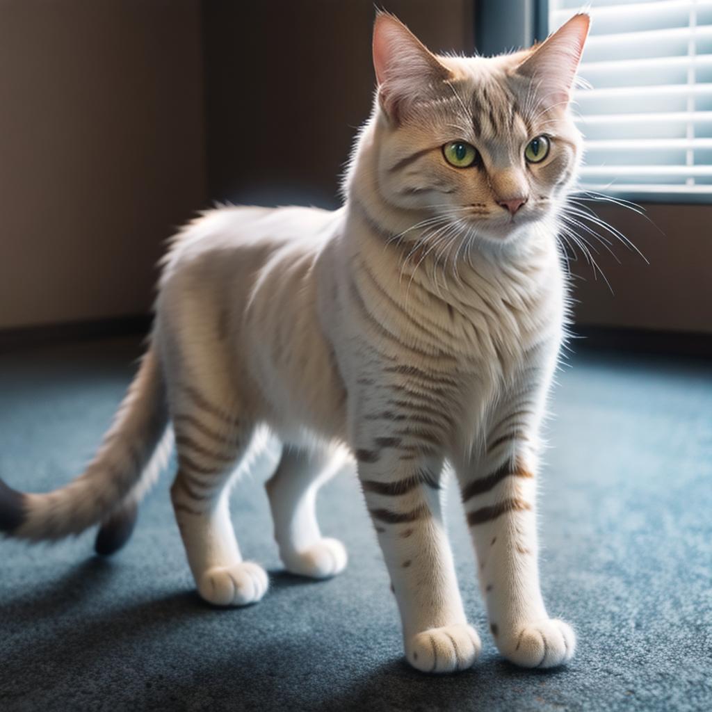  @PB_ImgGenBot Cat hyperrealistic, full body, detailed clothing, highly detailed, cinematic lighting, stunningly beautiful, intricate, sharp focus, f/1. 8, 85mm, (centered image composition), (professionally color graded), ((bright soft diffused light)), volumetric fog, trending on instagram, trending on tumblr, HDR 4K, 8K