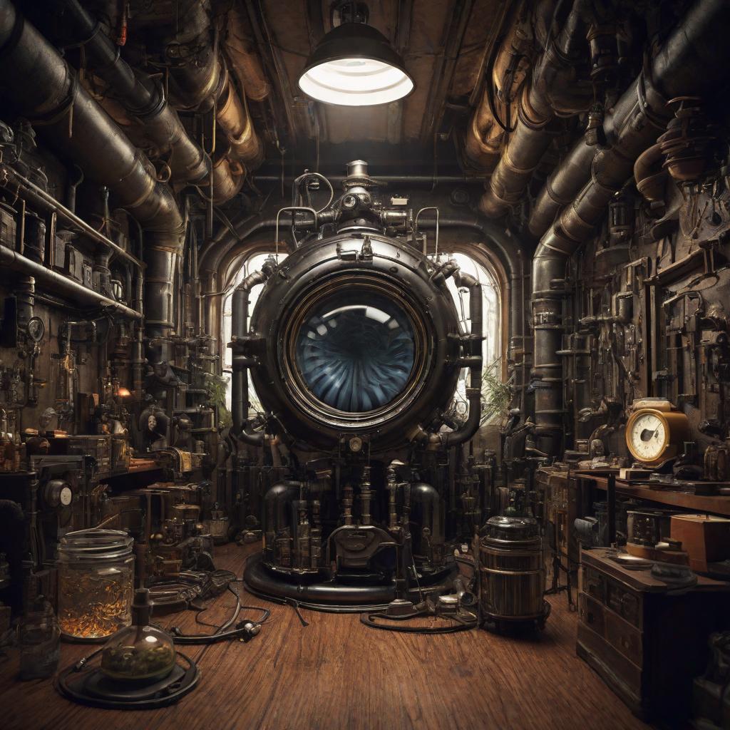  find room images, vivid illustrations, ferrofluid textures, room interior, hyperreality, time machine , pipes, flasks, greg hand, nabis, exclude presets in the foreground and in the middle of the room, contrasting textures, -ar 3:2, cute, hyper detail, full HD hyperrealistic, full body, detailed clothing, highly detailed, cinematic lighting, stunningly beautiful, intricate, sharp focus, f/1. 8, 85mm, (centered image composition), (professionally color graded), ((bright soft diffused light)), volumetric fog, trending on instagram, trending on tumblr, HDR 4K, 8K