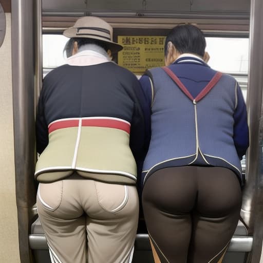  mature de 50 años en calzones en la estación de tren de Japón fotos