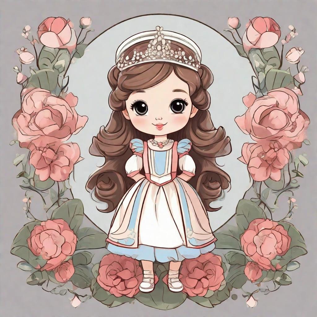  masterpiece, best quality,A cartoon version of the cute and beautiful little princess, drawing three views for modeling