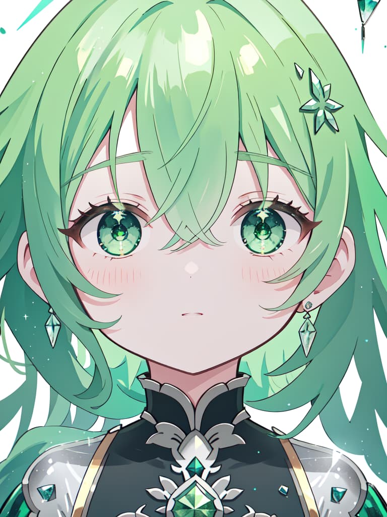  Crushed green hair character pressed by stainless steel glass, masterpiece, best quality,8k,ultra detailed,high resolution,an extremely delicate and beautiful,hyper detail