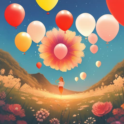  watercolor, storybook, Abstract shapes floating like balloons above a group of children in a field, the balloons are simple and graphic in multiple colors, best quality, very detailed, high resolution, sharp, sharp image hyperrealistic, full body, detailed clothing, highly detailed, cinematic lighting, stunningly beautiful, intricate, sharp focus, f/1. 8, 85mm, (centered image composition), (professionally color graded), ((bright soft diffused light)), volumetric fog, trending on instagram, trending on tumblr, HDR 4K, 8K