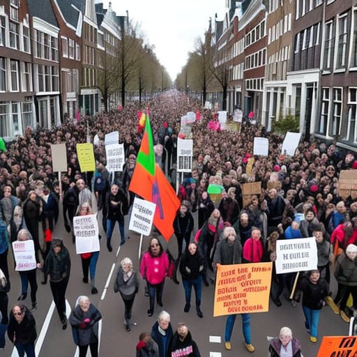  A protest march with about 100 people without a title in the Netherlands from between the people