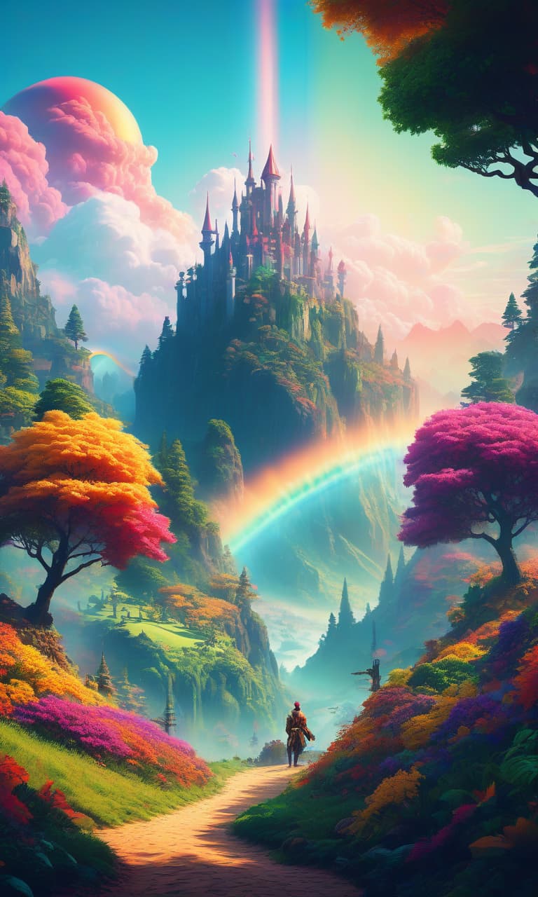  retro game art Marvelous abstract fairy tale landscape, vibrant colors mixed with reality and the world. A rainbow haze . 16 bit, vibrant colors, pixelated, nostalgic, charming, fun hyperrealistic, full body, detailed clothing, highly detailed, cinematic lighting, stunningly beautiful, intricate, sharp focus, f/1. 8, 85mm, (centered image composition), (professionally color graded), ((bright soft diffused light)), volumetric fog, trending on instagram, trending on tumblr, HDR 4K, 8K