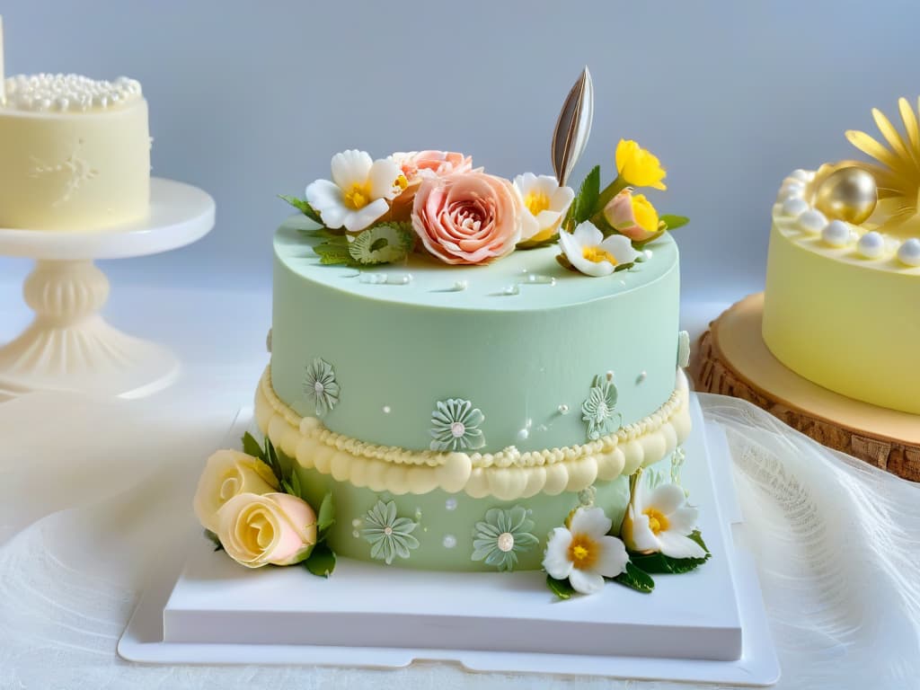  An intricately designed Victorianera dessert table, featuring a lavish spread of ornate cakes, delicate pastries, and elegant desserts in a muted color palette of soft pastels. The table is adorned with vintage silverware, fine china, and dainty lace doilies, exuding an air of opulence and sophistication typical of Victorianera dessert presentations. The focus is on the exquisite details of the desserts, highlighting the intricate frosting designs, delicate sugar flowers, and artistic pastry shapes that showcase the innovation and artistry of Victorian pastry chefs. hyperrealistic, full body, detailed clothing, highly detailed, cinematic lighting, stunningly beautiful, intricate, sharp focus, f/1. 8, 85mm, (centered image composition), (professionally color graded), ((bright soft diffused light)), volumetric fog, trending on instagram, trending on tumblr, HDR 4K, 8K