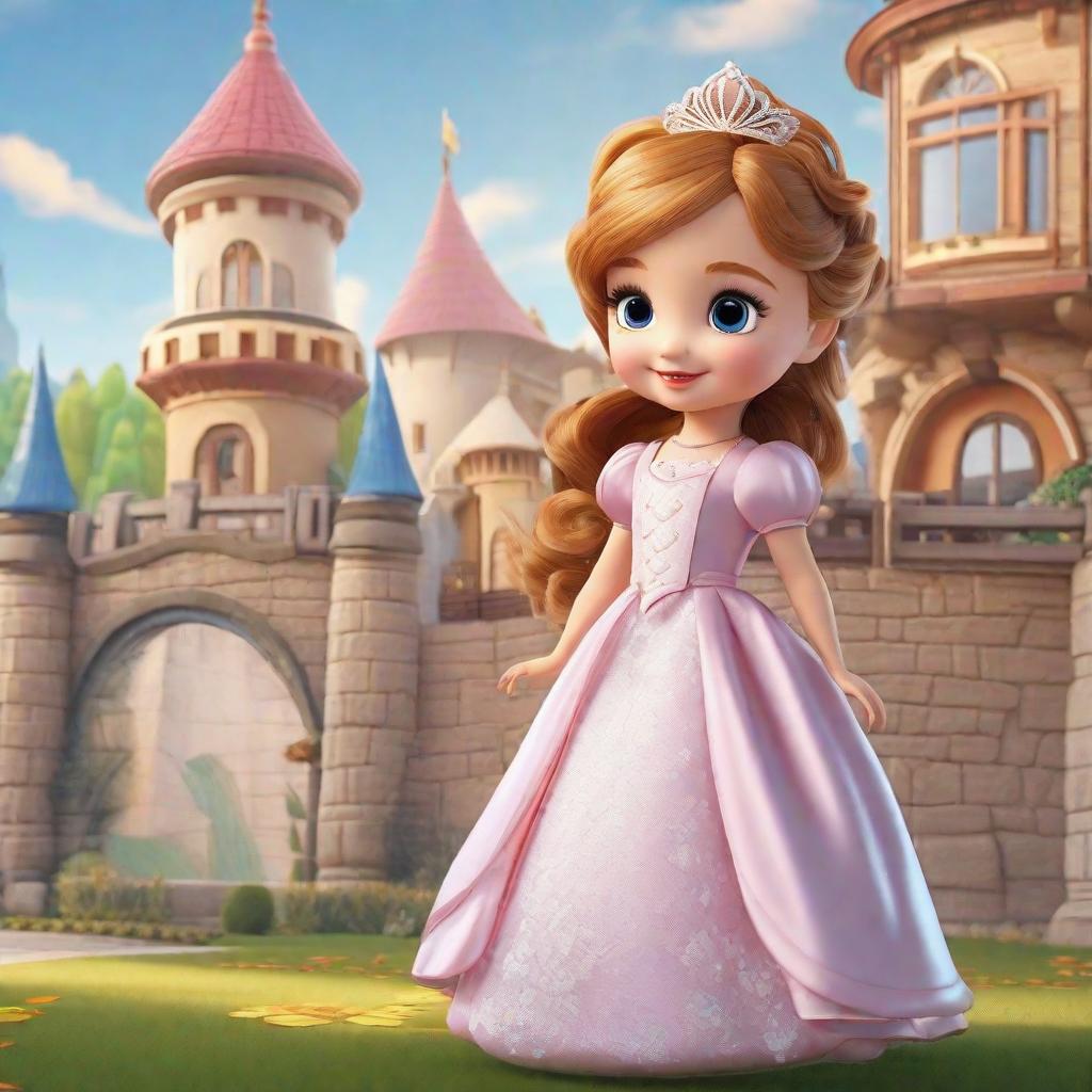  masterpiece, best quality,A cartoon version of the cute and beautiful little princess, drawing three views for modeling