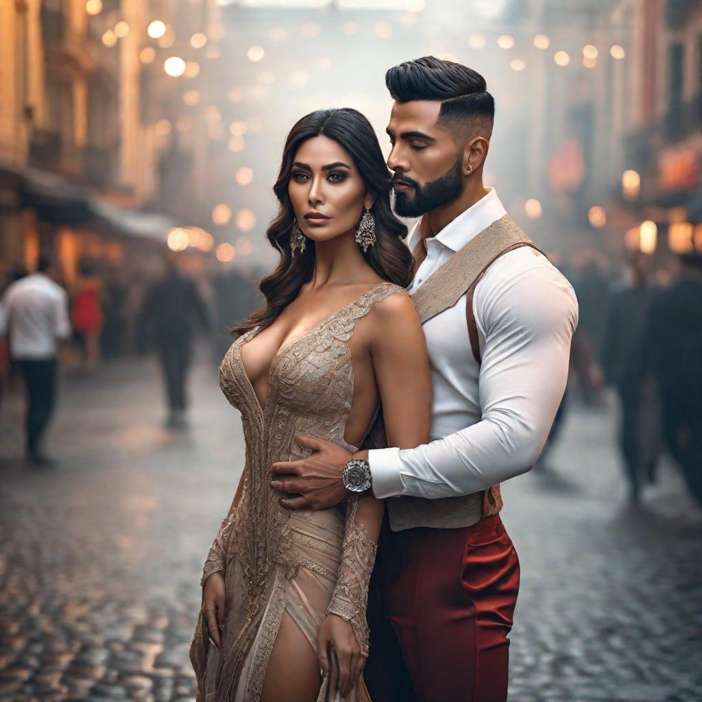  Parejas hyperrealistic, full body, detailed clothing, highly detailed, cinematic lighting, stunningly beautiful, intricate, sharp focus, f/1. 8, 85mm, (centered image composition), (professionally color graded), ((bright soft diffused light)), volumetric fog, trending on instagram, trending on tumblr, HDR 4K, 8K