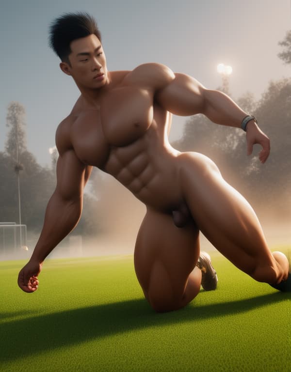  gay men making love in a soccer field，Asian，naked whole body，gay，Asiatic，whole body，Student of physical education，naked whole body,  big bulge，Asian，naked whole body，，Asiatic，whole body，Slave，naked whole body，muscular, fit, handsome, young, passionate，strong，huge beefy bodybuilder man,  big bulge, huge breast, huge tits, huge boobs，White skin， with  a yellow sexy stockings, huge back round muscle ass, huge round back. huge breast, huge tits, hyperrealistic, full body, detailed clothing, highly detailed, cinematic lighting, stunningly beautiful, intricate, sharp focus, f/1. 8, 85mm, (centered image composition), (professionally color graded), ((bright soft diffused light)), volumetric fog, trending on instagram, trending on tumblr, HDR 4K, 8K