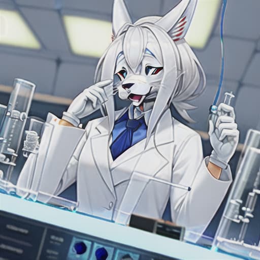  white scientist furry in a lab