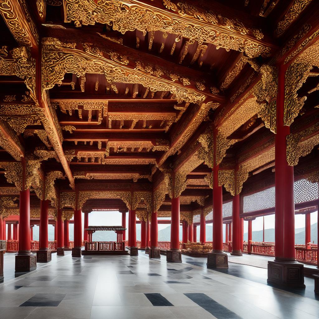  A masterpiece of the highest quality, created in an ultra-detailed and high detailed style, depicting the breathtaking beauty of the ancient Chinese architectural masterpiece, Tengwang Pavilion. With a resolution of 8k, the scene showcases the pavilion nestled amidst majestic mountains, surrounded by lush greenery. The sunlight filters through the gaps between the ancient wooden pillars, casting enchanting shadows on the polished floors. The pavilion's intricate carvings and ornate decorations are brought to life with impeccable precision, showcasing the rich cultural heritage of ancient China. hyperrealistic, full body, detailed clothing, highly detailed, cinematic lighting, stunningly beautiful, intricate, sharp focus, f/1. 8, 85mm, (centered image composition), (professionally color graded), ((bright soft diffused light)), volumetric fog, trending on instagram, trending on tumblr, HDR 4K, 8K