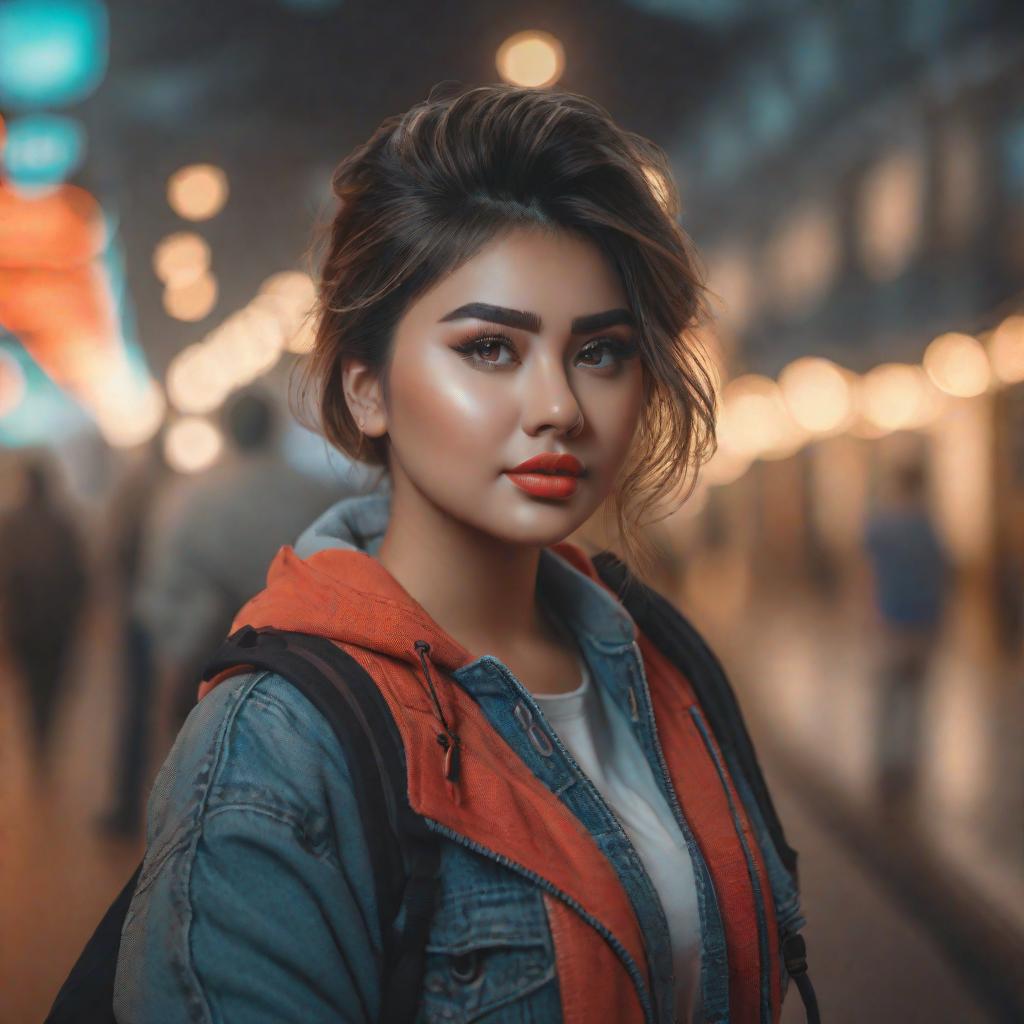  , big, girl, detailed, cute, hyper detail, full HD hyperrealistic, full body, detailed clothing, highly detailed, cinematic lighting, stunningly beautiful, intricate, sharp focus, f/1. 8, 85mm, (centered image composition), (professionally color graded), ((bright soft diffused light)), volumetric fog, trending on instagram, trending on tumblr, HDR 4K, 8K